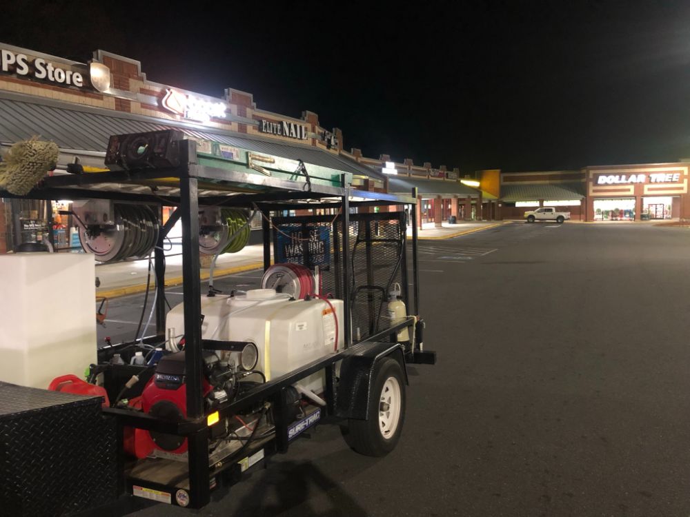 Belmont shopping center pressure washing